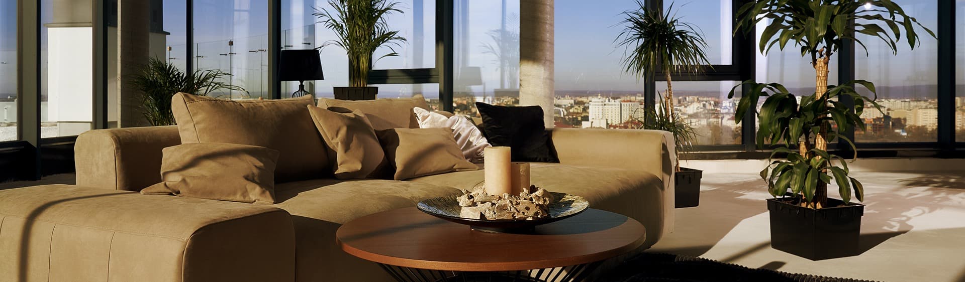 Interior of an Alucra property overlooking the Dubai skyline